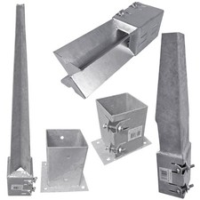 Fence Post Holders - Bolt Down & Spike - Heavy Duty Galvanised Steel