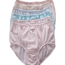 Set of 6 Granny Panties XL Nylon Full Briefs High Waist 36-42" Unisex Pastel NEW