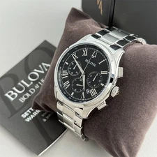 Bulova Wilton 96B288 Men's Chronograph Black Dial Quartz Watch 46.5mm