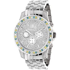 Men's Stainless Steel Diamond Watch Luxurman Raptor 46 mm