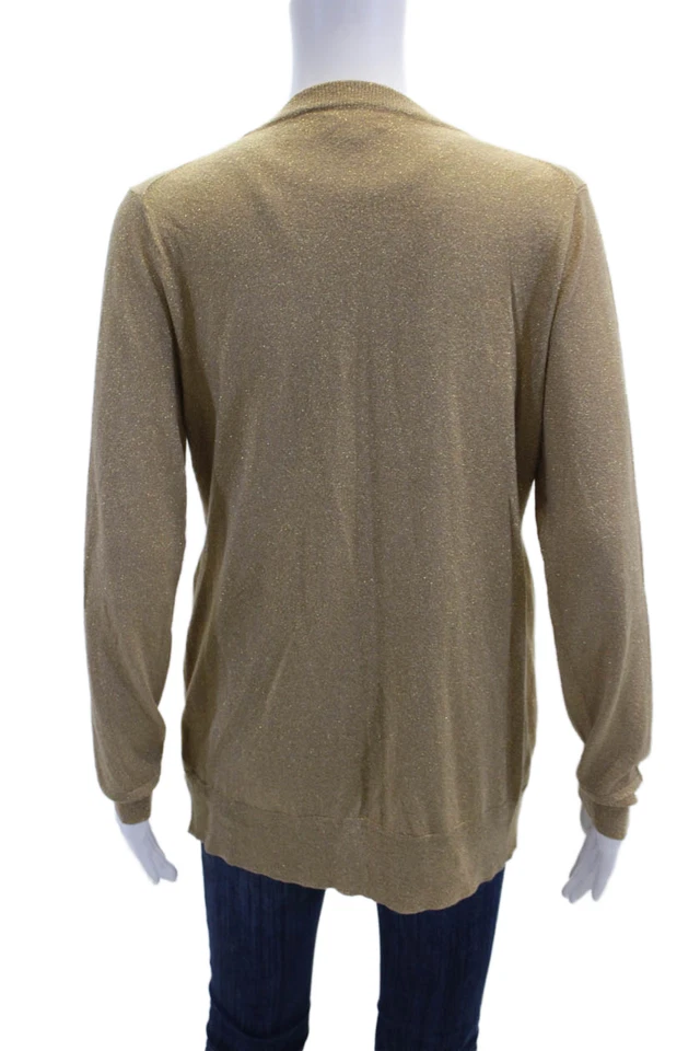 Cárdigan suéter de manga larga con botones dorado metálico talla La Shoshanna para mujer Foto 3 de 4