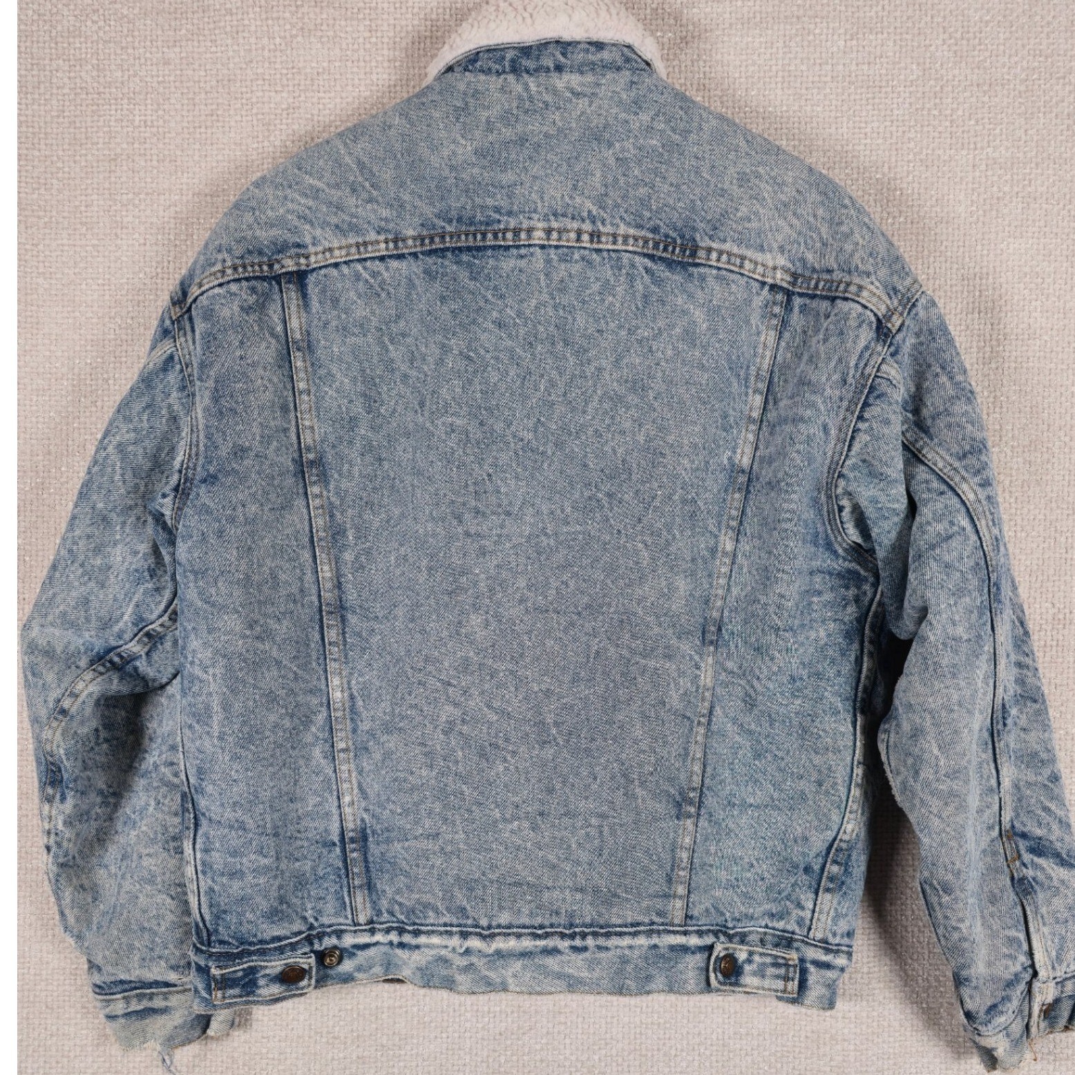 Vintage Levis 70609 0219 Sherpa Lined Denim Jacket Acid Wash Blue Made in USA M thumbnail 11