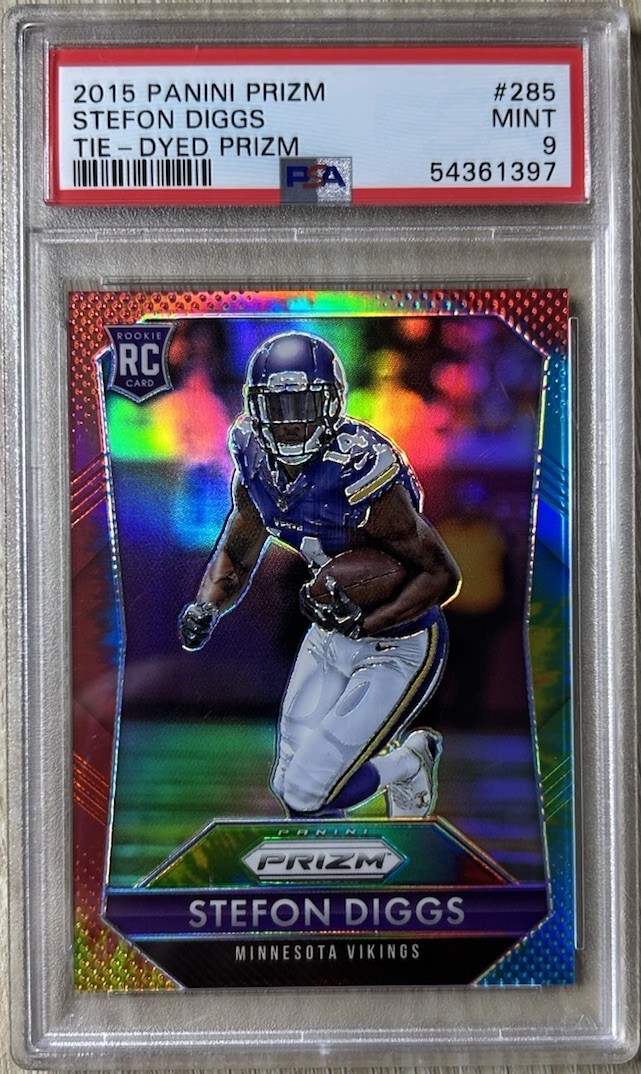 2015 Prizm Stefon Diggs Rookie Tie-Dye /25 #285 PSA 9