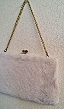 Vintage - Made in Japan White Small Beaded Evening Bag Formal Purse
