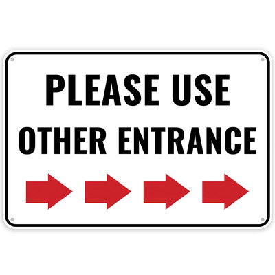 1PC Please Use Other Door Sign Right Arrow, 12 x 8 Inches - Aluminum - Please...