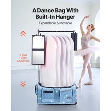 Dance Bag with Garment Rack, 29 Inch Rolling Dance Duffel, with Wheels, USB Port