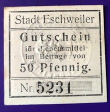 Eschwege Stadt Gutschein &uuml;ber 50 Pfennig f&uuml;r Lebensmittel o.D. Erh I