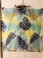 Tropical Leaves Scarf 70x 34 NWT Greens & Blues