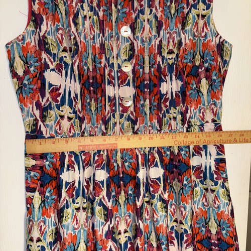 Chris McLaughlin Dress 10 Bright Multi Colored Buttons & Tucked Front W Pockets - Picture 8 of 13