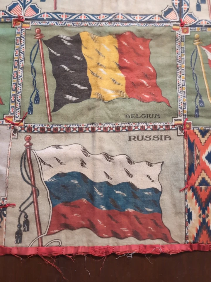 Tobacco Felts Flannel Crib Quilt 22 American Flags Cigar Premium Folk Art - Image 4 of 4