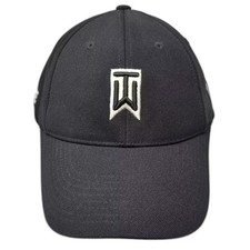 Nike Tiger Woods TW Logo Black Baseball Cap OS Golf Hat Embroidered Nike One