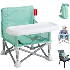 Portable Booster Seat, Foldable Baby High Chair with Removable Tray, Safety H...