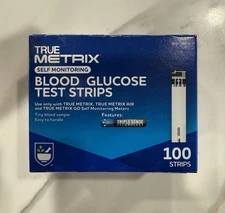 True METRIX Blood Glucose 100 Count Test Strips + 100 Lancets FREE Exp 2026 TP