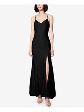 FAME AND PARTNERS Womens Black  Spaghetti Strap V Neck Maxi Evening Dress 12