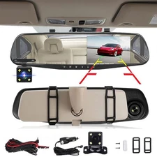 Rearview Mirror Dash Cam 1080P HD DVR Dual Camera Car Front Rear Video Recorder