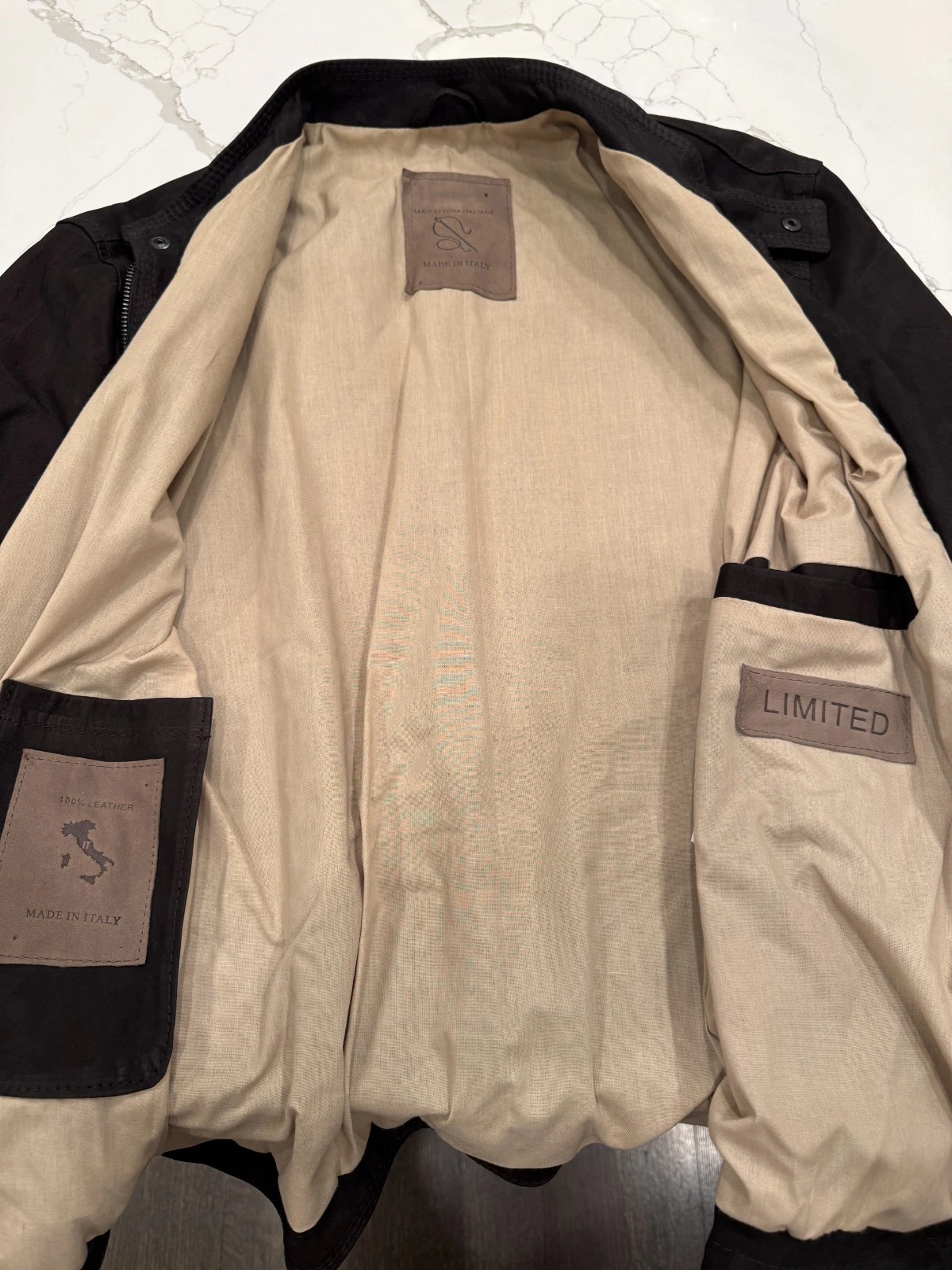 Goat Suede Racer Jacket Custom Made in Italy Chocolate Brown NWT image 8