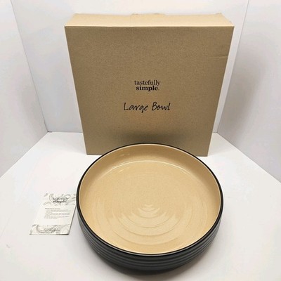 Tastefully Simple 11'' Brown Round Serving Bowl Oven Microwave Safe Brand New!