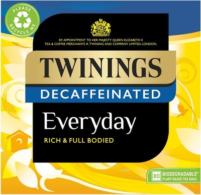 Twinings Everyday Decaf Tea 80 Count Smooth Refreshing Caffeine Free Bags