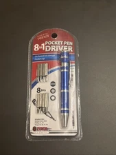 Tool Solutions 8 in 1 Pocket Pen Driver w/ 8 Bits:phillips, torque &slotted Blue