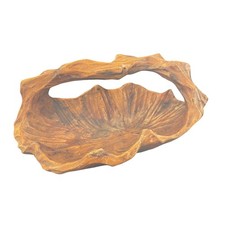 Vintage Hand-Carved Rustic Walnut/Burl Wood Bowl W/ Natural Grain Pattern  Hand