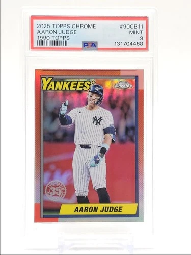 AARON JUDGE 2025 TOPPS CHROME 1990 TOPPS BASEBALL YANKEES PSA 9 Q6700