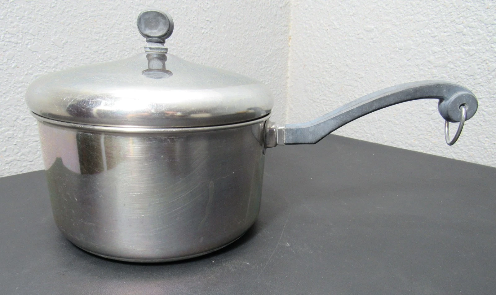Vintage FarberWare Sauce Pan Pot 3 Qt Stainless Steel Aluminum Clad Bottom USA