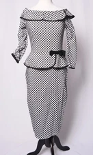 UNIQUE VINTAGE BLACK AND WHITE GINGHAM DRESS SUIT – NEW – Sz MEDIUM