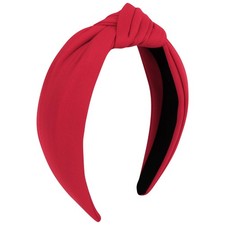 Red Top Knot Headbands Wide Knotted Non Slip Fashion Women Girls Cloth Band