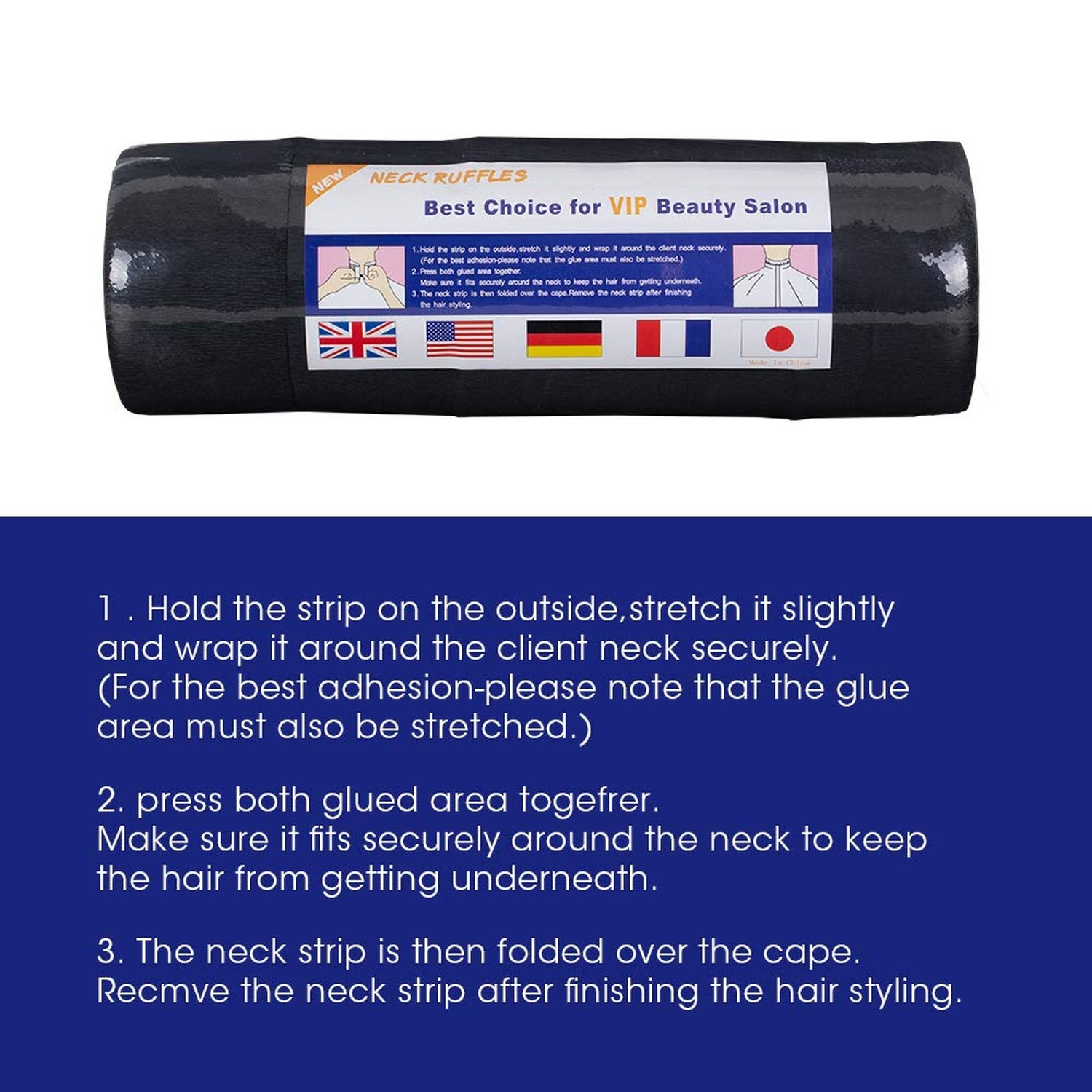 Disposable Paper Barber Neck Strips - 5 Rolls 500 Strips Black Professional S...