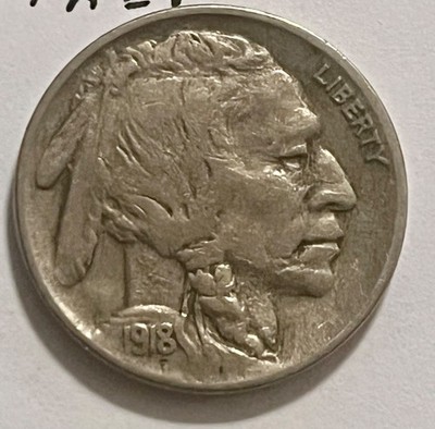 1918 Buffalo nickel ,  2 feathers variety , choice  EF, scarce