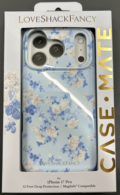 LoveShackFancy Case Mate iphone 17 Pro Case MagSafe Compatible Blue NEW   