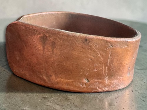 Old Heavy Hand Forged Copper Open Cuff Bracelet Worn Faint Stamping On Outside