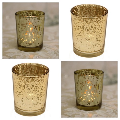 Gold Speckle Tea Light Votive Candle Holder 6.5cm x 5.5cm Glass
