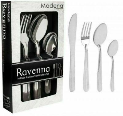 16-teiliges Besteckset Küche Kantine Edelstahl von Modena Ravenna