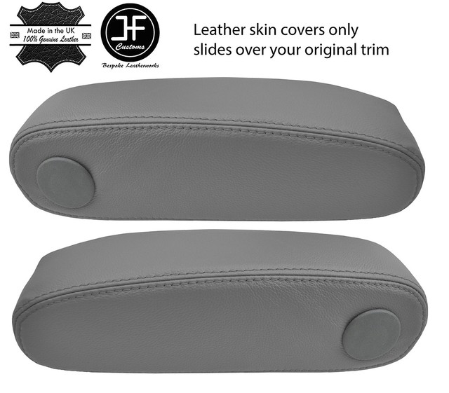 GREY REAL LEATHER 2X SEAT ARMREST COVERS FOR ARMADA TITAN 20042015