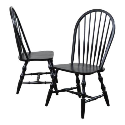 Sunset Trading Black Cherry Selections 20'' Wood Dining Chair in Black (Set of 2)