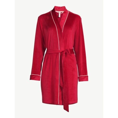 Joyspun Women's Velour Knit Robe and Eye Mask Set, 2-Piece, Size S (4-6) - Picture 3 of 4
