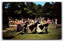 Tulip Time Dutch Klompen Dancing Holland Michigan MI Chrome Postcard XA12