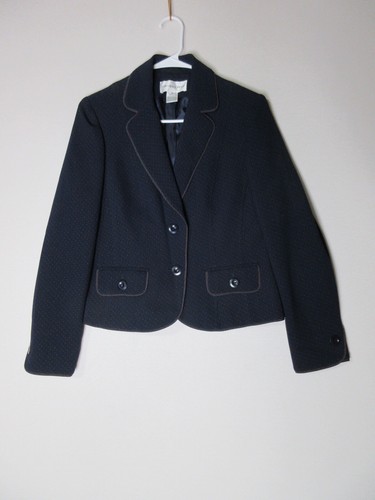Jones New York Womens Polka Dot Button-Up Jacket & Skirt 2 Piece Set Size 8 Blue - Picture 2 of 16