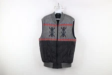 Vintage 70s Streetwear Mens Medium Southwestern Fiesta Knit Puffer Vest Jacket
