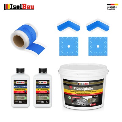 Dichtset Dusche Flüssigfolie 12 kg Abdichtset Bad Dichtband Duschelement Set