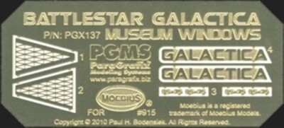 Battlestar Galactica Museum Windows For Moebius models 915 - PGX137