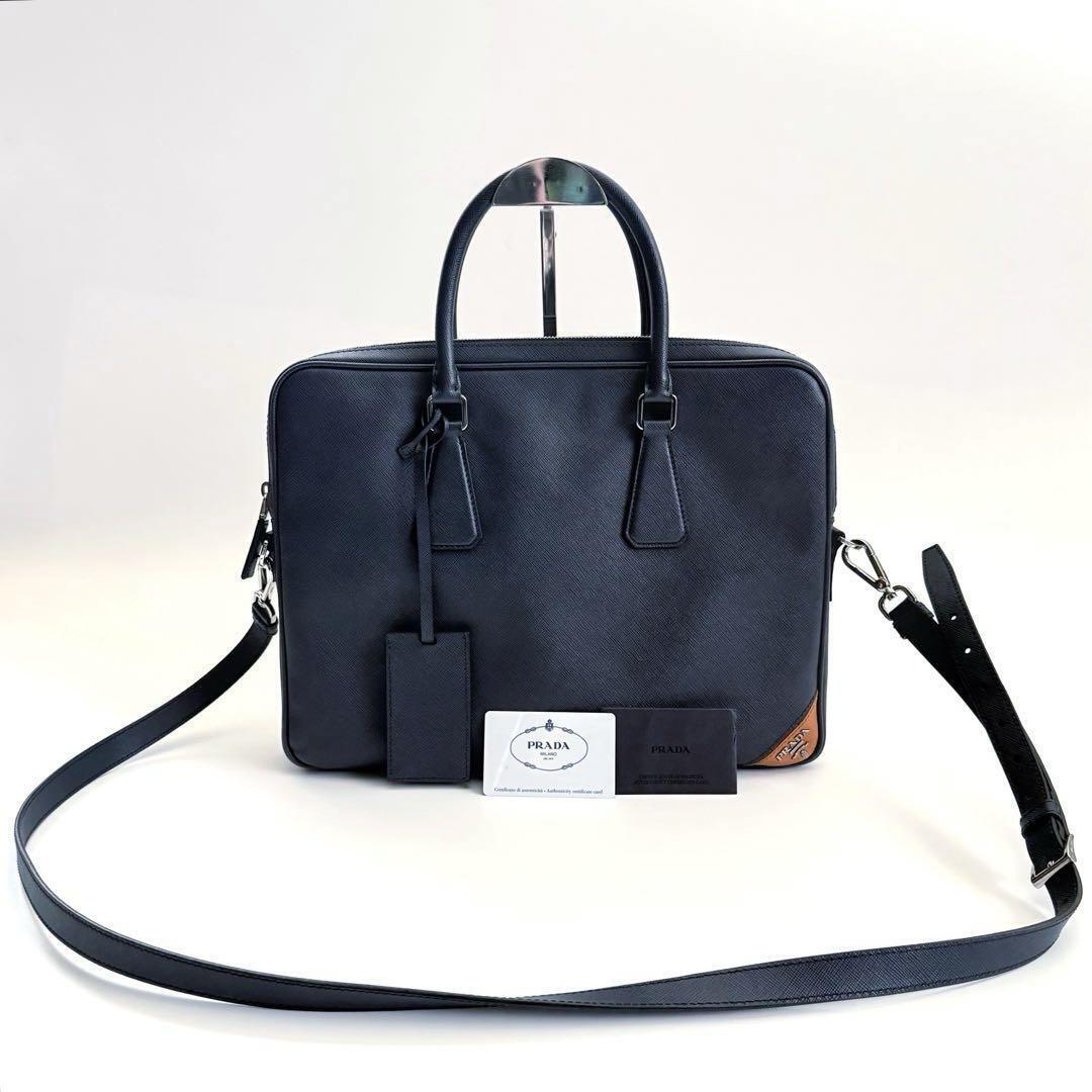 Prada Safiano 2Way Business Bag 2Ve368 Black Leather Prada Safiano 2Way Business Bag 2Ve368 Black Leather