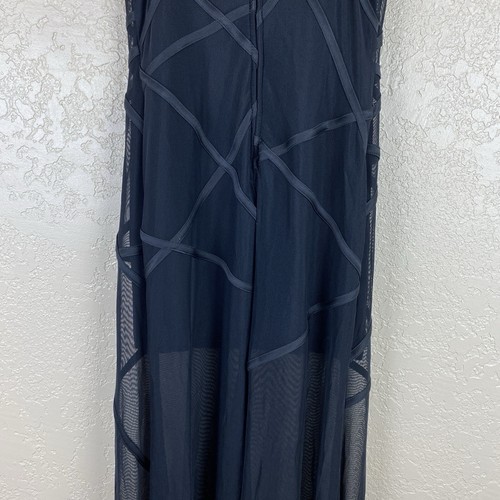 Vtg Cache S Maxi Slip Dress Black Mesh Whimsigoth Y2K Gown Strappy Witchy Grunge - Picture 7 of 8