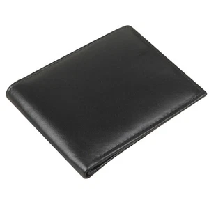 Men Black Leather Billfold wallet Purse Cardholder 100% Real Leather Slim Design