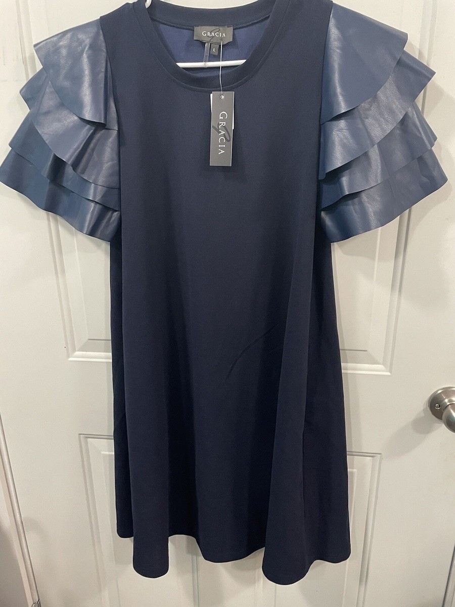 slim fit dress slacks Button-Down Belted Quarter Sleeve Denim Dress – Gracia Fashion main image 1