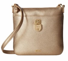 LAUREN Ralph Lauren Womens Emden Lila Crossbody Bag Metallic Gold Leaf   NWT