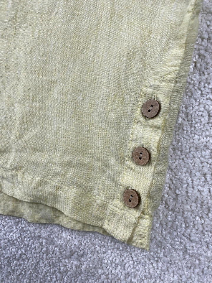C&C California Shirt Size S Yellow Linen Short Sleeve Button Accent Beachy - Image 3 of 4