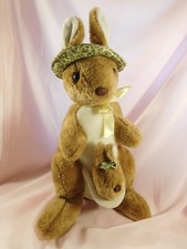 Stuffed Mama kangaroo with baby, floral accents