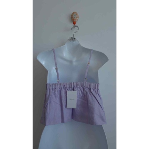 Hevron Women's Boxy Cropped Spaghetti Strap Top lavender Sz L NWT 198 - Picture 7 of 10